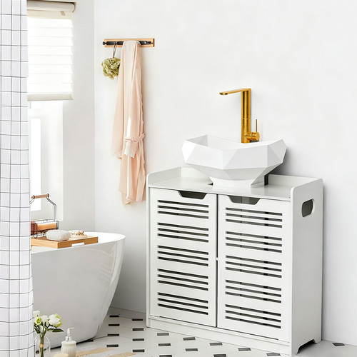 White double door - white, sink