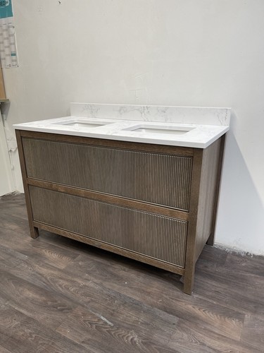 Double basin oak vanity - basin,
